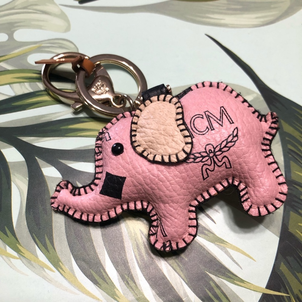 MCM 2D Pink Elephant Charm Keychain